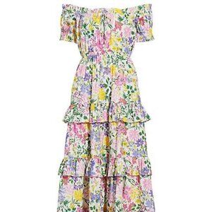 ASTR The Label Viona Tiered Maxi Dress Pink Yellow Floral (Size Small)